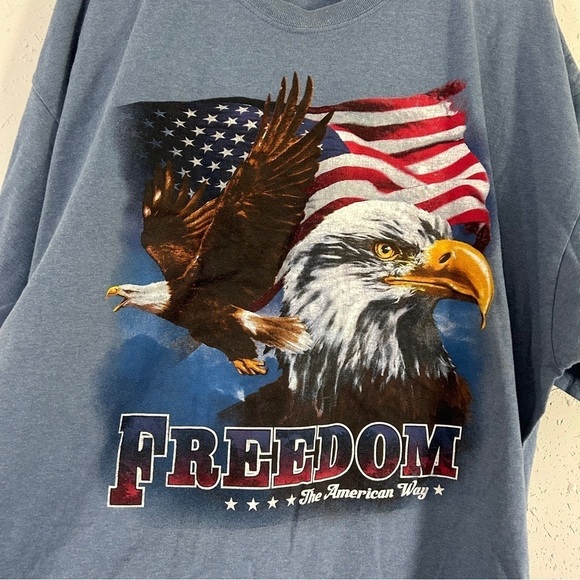 🦋 Gildan Freedom Eagle USA America Patriotic 4th of July Short Sleeve T-Shirt - Picture 4 of 7
